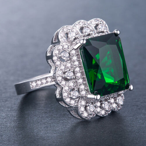 925 Silver jewelrygorgeous bijoux vert émeraude bague de mariage Taille 6-10