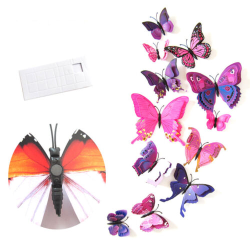 12Pcs 3D Butterfly Sticker Art Design Decal Wall Decals Kids Home Decor Magnet