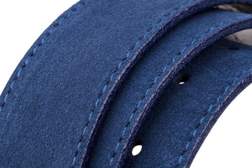 Blue Suede Leather Belt Strap Mens Womens Designer belts Big and Tall Capo Pelle