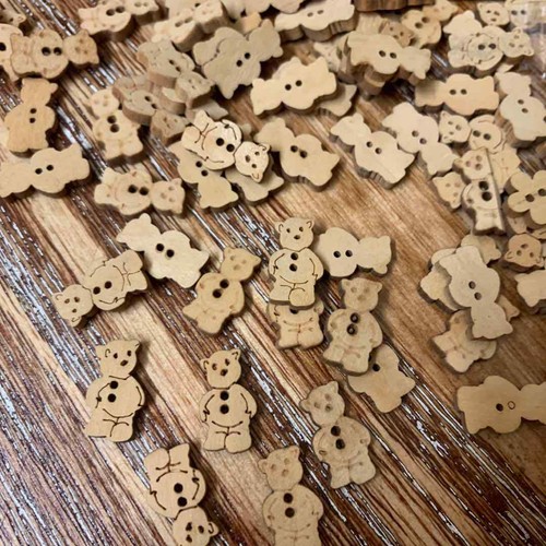 14mm De Madera Botones de oso de peluche tela coser cierres de Artesanía Coser Cuentas 100pc
