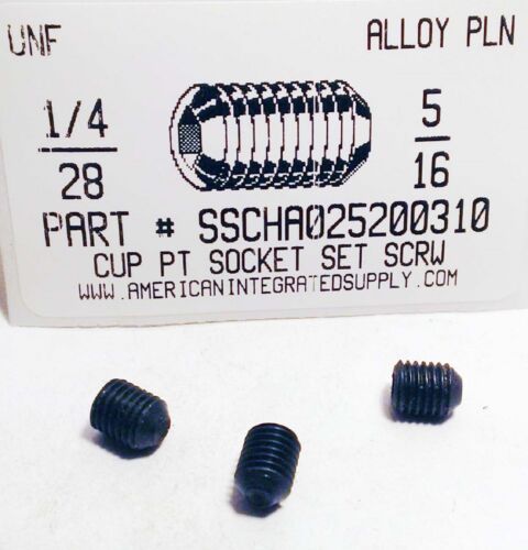 1/4-28x5/16 Hex Socket Set Screws Cup Point Alloy Steel 50 