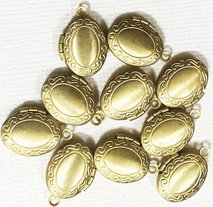 10 pcs solid brass oval locket Pendants photo frame locket charm 11x16mm