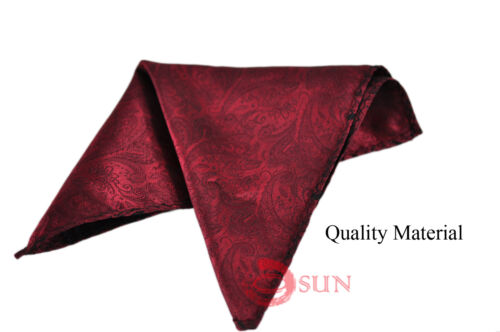 MENS BOW TIE AND POCKET SQUARE Hanky Handkerchief Wedding Party Wine Red