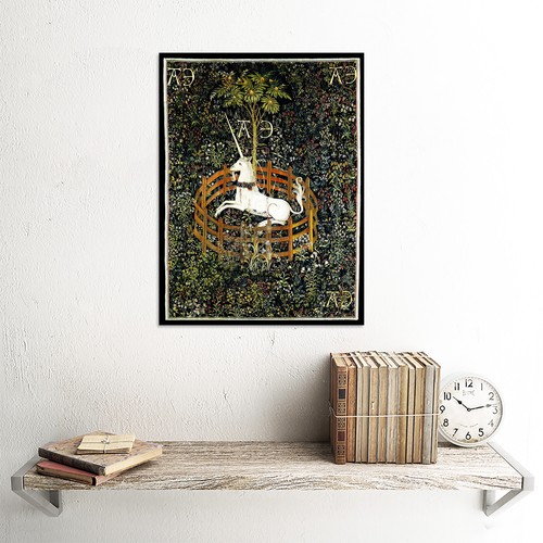 PAINTING MEDIEVAL TAPESTRY UNKNOWN HUNT UNICORN CAPTIVITY POSTER PRINT BB12850B