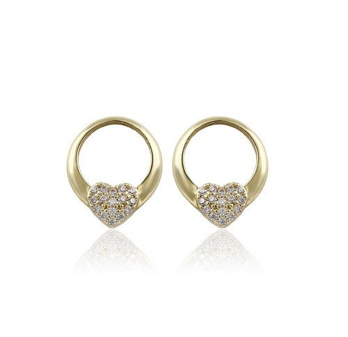 schöne Kristall Herz Ohrringe 585er Gold 14K echt vergoldet Damen Schmuck Luxus