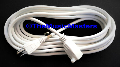 25' Electric AC Extension Cord 16 AWG 13A UL 3 Wire Electrical Power Cable White 