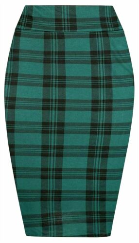 Womens High Waisted Jersey Knee Length Bodycon Tube Stretch Pencil Midi Skirt