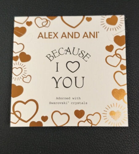 Alex and Ani BECAUSE I LOVE YOU III Russian Silver Charm Bangle W/Tag Card & Box 