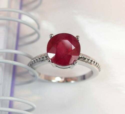 Details about  / 2.87 Ct Round Ruby Engagement Valentine Ring 925 Silver 14K White Gold Finish