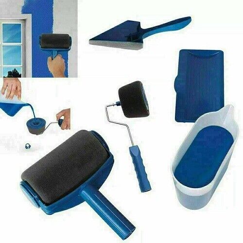 8PCS Paint Runner Pro Roller Brush Set Room Decorating Handle Tools Kits Blue UK 
