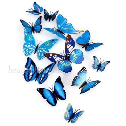 12er Set 3D Schmetterlinge Blumen Dekoration Wandtattoo Wandsticker Wanddeko TY
