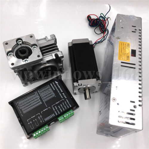 Worm Gearbox+Supply Single Axis 1.1Nm Stepper Motor Nema23 L56m 3A Driver 