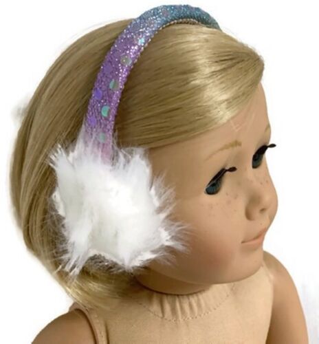 Pastel Rainbow Sequin Earmuffs for 18" American Girl Doll Clothes Accessories 