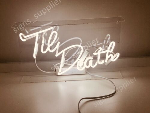 New Til Death Neon Light Sign 14/" Lamp Beer Pub Acrylic Real Glass