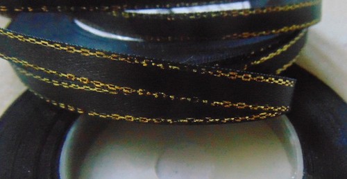 Satin Ribbon with Gold Edges 6mm Wide 10m