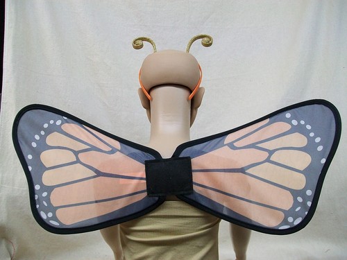 2 pc Child Orange /& Black Butterfly Wings Antenna HeadBand Costume Monarch Moth