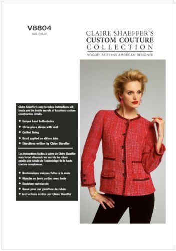 VOGUE V8804 SEWING PATTERN CLAIRE SHAEFFERS CUSTOM COUTURE JACKET CARDIGAN 6~22 