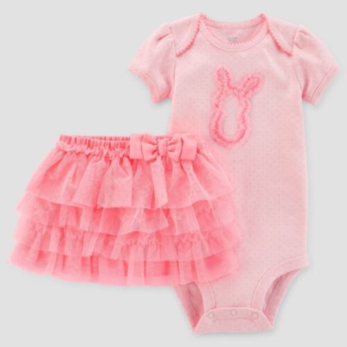 6M Just One You Carter/'s  Easter Outfit bodysuit bright pink tutu dress up bunny