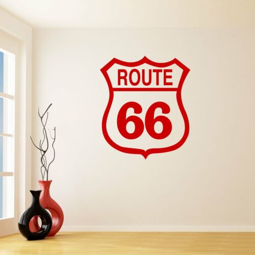 Route 66 Sign Pared Adhesivo Calcomanía transferencia de Viaje Diseño Hogar Matt Vinilo Uk