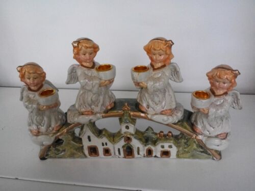 Christmas Angel-Bridge for 4 Tree Candles from Glazed Stoneware no 2220 