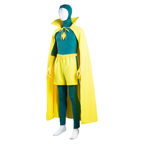 Wanda Vision Cosplay Vision Costume Jumpsuit Cloak Halloween Outfit Full Set