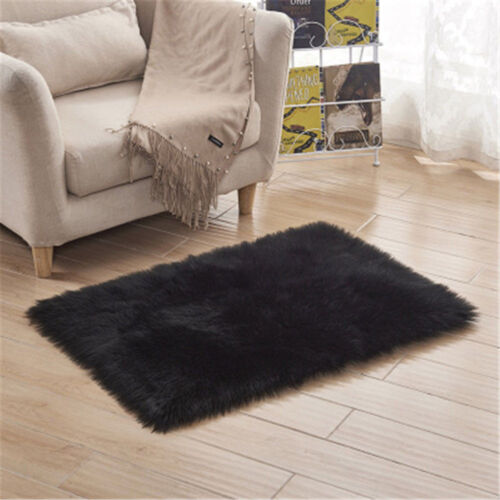 Soft Fluffy Bedroom Large Rug Faux Fur Carpet Sheepskin Washable Mat Shaggy Rug 
