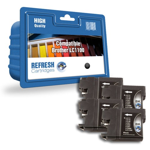 Refresh Kartuschen 4 Pack Schwarz LC1100BK Kompatibel mit Brother Drucker