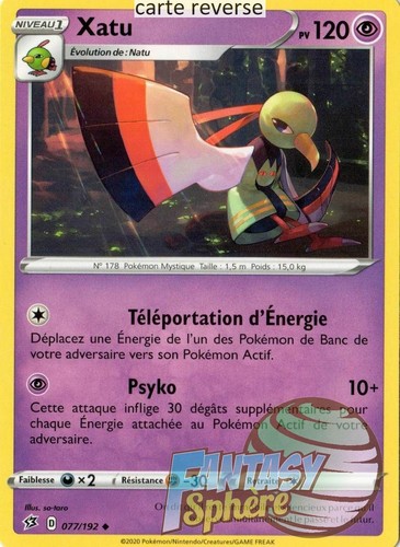 Pokemon 77//192 Xatu Reverse Epee et Bouclier 2 EB02 VF Francais