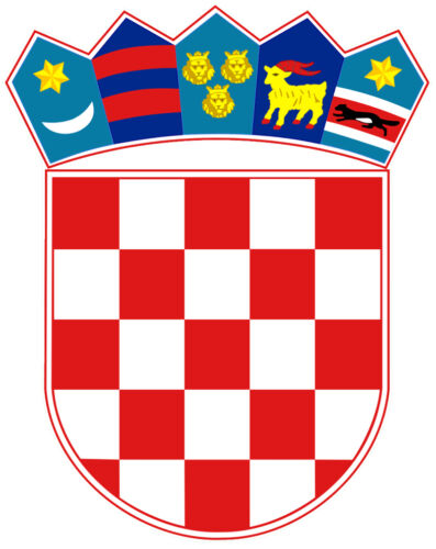 CROATIA COAT OF ARMS DECAL  Size apr 100 mm by 74 mm gloss laminated