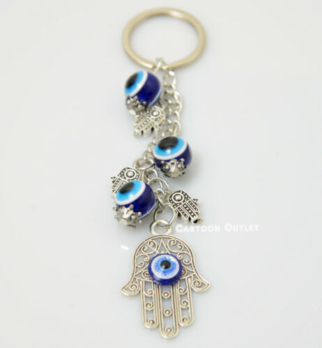 Details about  / Blue Evil Eye Hamsa Hand Keychain Blessing Protection Buena Suerte Good Luck