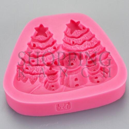 Christmas Tree /& Snowmen Themed Mould Silicone Fondant Topper