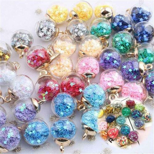 Glass Ball Pendants Confetti Making Charms Round  20Pcs Transparent DIY Jewelry 