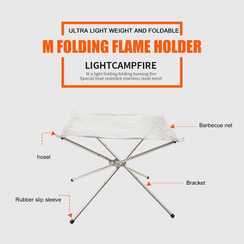 Plegable pebetero exterior camping brasero jardín fuego de campamento fuego cesta de