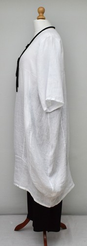 STUNNING LINEN OVERSIZED BALLOON LONG DRESS**WHITE** BUST UP TO 50/" Size L-XL