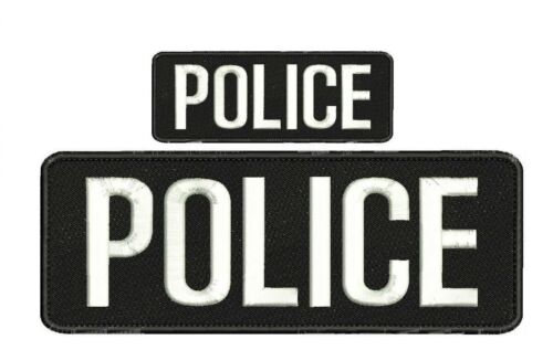 POLICE embroidery patches 4x10/" and 2x5 hook on back white letters