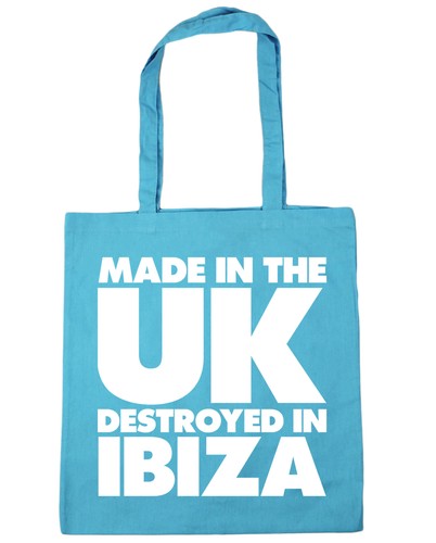 Made in the UK Destroyed in Ibiza Tote Shopping Gym Beach Bag 42cm x38cm 10 lit