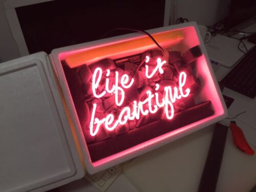 12/"x8/"Life Is Beautiful Neon Sign Light Beer Bar Pub Party Visual Artwork Decor