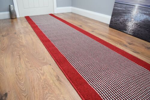 Red Carpet Runner  Striped Anti Slip Latex Back Hall Stairs Soft Durable