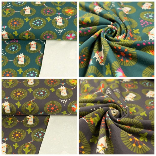 French Terry Stoff Alpakas /& Kakteen 170 cm breit Kinderstoffe Öko-Tex