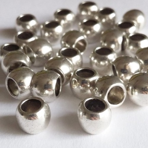 10pcs lisse Beignet Espaceur Perles Argent Antique 7x6mm bijoux fournitures-B23294