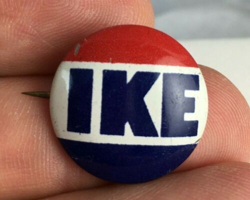 1950’s IKE 3/4” Campaign Pin Button Pinback Authentic I LIKE IKE Eisenhower E34 