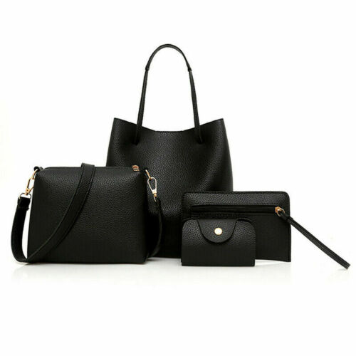 Women Lady Leather Handbag  Satchel Messenger Bag 4pcs Set Shoulder Tote Purse