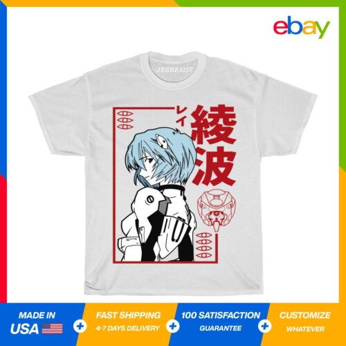 Neon Genesis Evangelion Rei Ayanami Aesthetic Manga Anime T-Shirt Black S-5XL