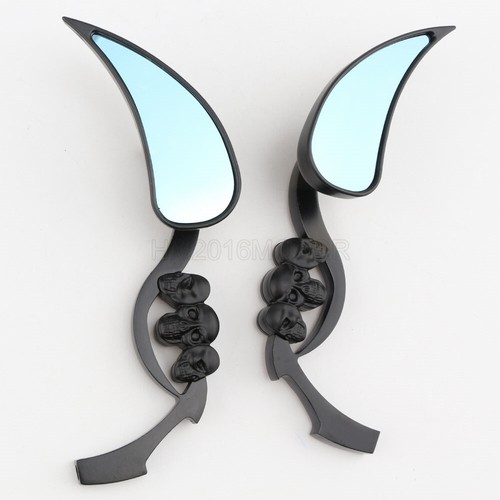 Black Skull Blade Rearview Mirrors For Yamaha V-Star 650 950 1100 1300 Classic