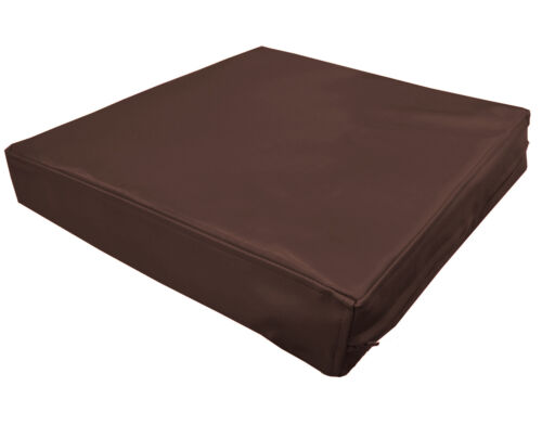 pe242t Root Beer Brown Faux Leather Classic 3D Box Cushion Cover Custom Size