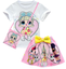 Kids Girls Back to school Short Sleeve T Shirt+Pleated Skirt 3PCS Outfit Set