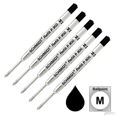 P900 Ballpoint Refills for Rotring Pens 5 Pack Black Medium