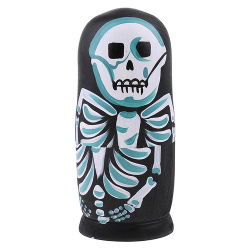 5 Pieces Skeleton Printed Babushka Russian Nesting Dolls Matryoshka Toys