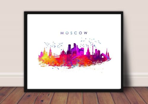 moscow city scene skyline a4 gloss print Picture unframed watercolour hb111