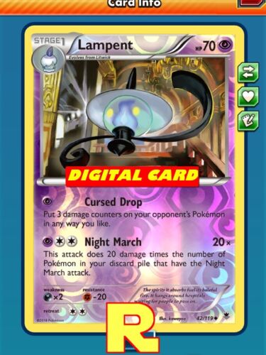 Night March FOIL ptcgo in Game Card Lampent - for Pokemon TCG Online